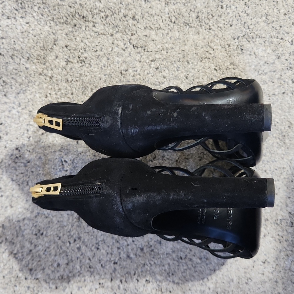 Hermès Moon Sandal Strappy Suede Heel Size 39 1/2 Authentic - Picture 9 of 16